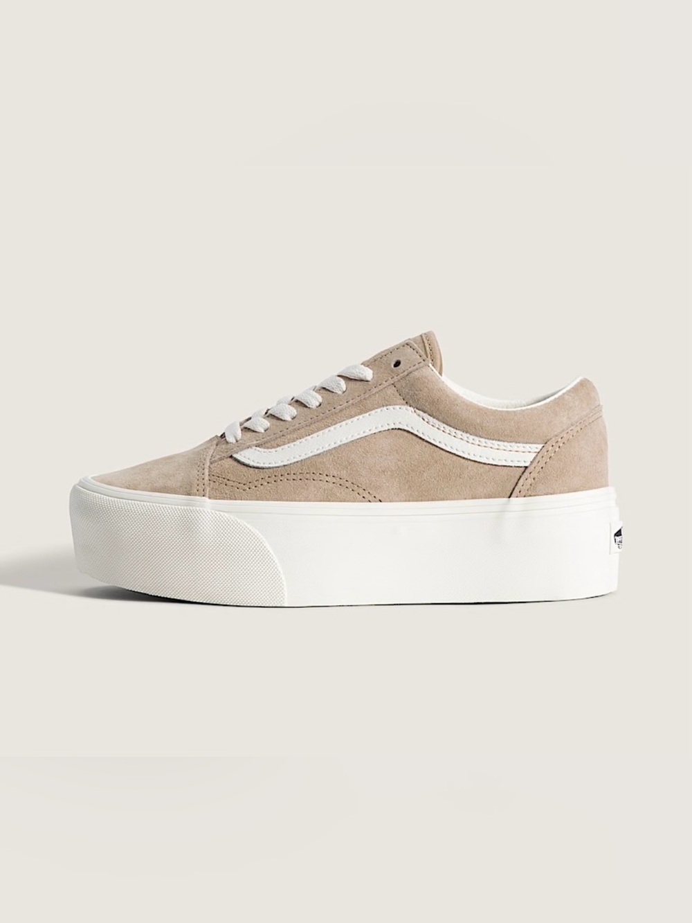VANS Old Skool Platform Sneakers Tan Beige Suede Canvas Women’s Sz 10/Men Sz 8.5
